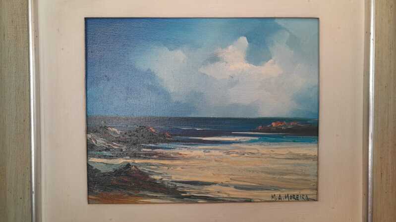 M.A. Moreira – “Sem título” (1979), óleo sobre tela, com dedicatória no verso. Local de Exposição: B... - leilão extrajudicial - Não informado BR - lance mínimo R$ 1.200