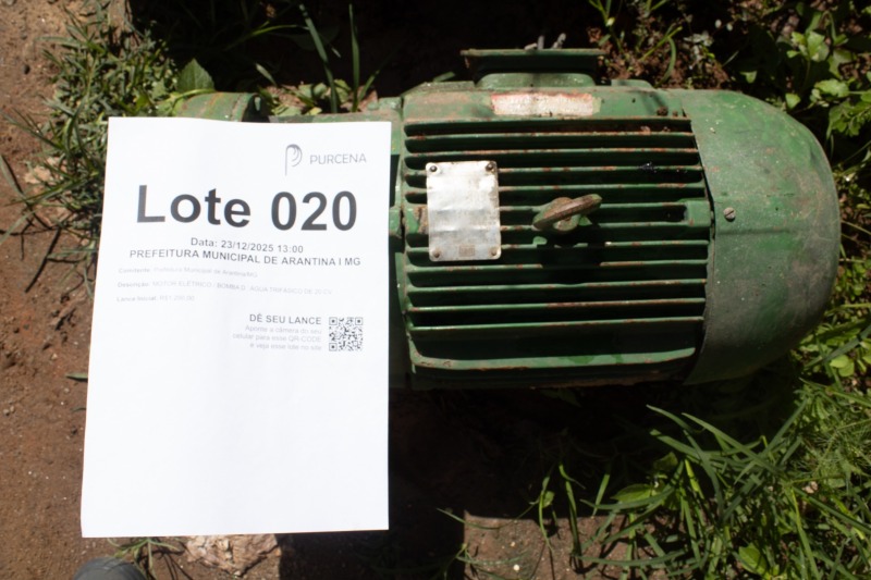 MOTOR ELÉTRICO / BOMBA DÁGUA TRIFÁSICO DE 20 CV - leilão extrajudicial - Não informado BR - lance mínimo R$ 1.200